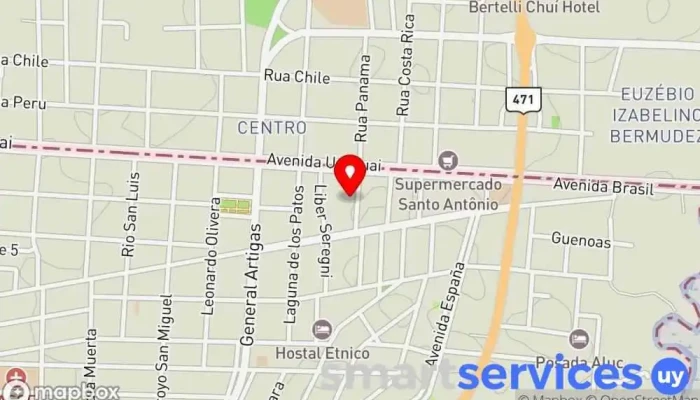 mapa de 102.3 FM CORONILLA Emisora de radio en Chuy