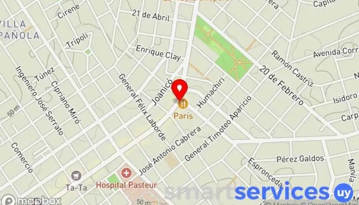 mapa de 8 De Octubre Y Pan De Azucar Bus stop en Montevideo