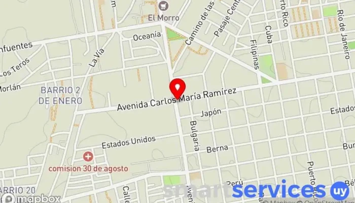 mapa de Abitab 04-03 Institución financiera, Banco, Servicio de transferencias de dinero en Montevideo