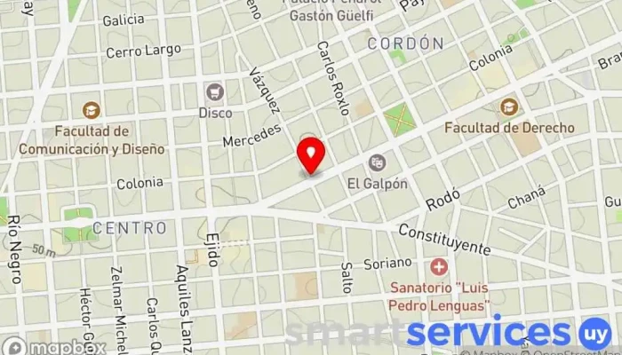 mapa de Abitab 10-38 Institución financiera en Montevideo