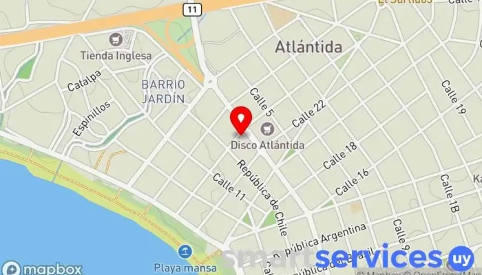 mapa de Abitab 12/32 Institución financiera en Atlántida