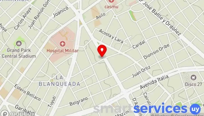 mapa de Abitab 16/01 Institución financiera en Montevideo