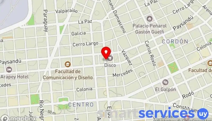 mapa de Abitab 76/00 Institución financiera en Montevideo