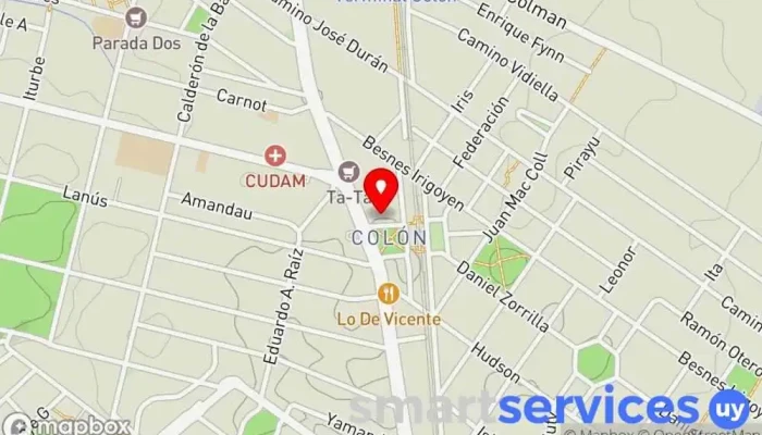 mapa de Abitab 89/01 Bagalciague Banco en Montevideo