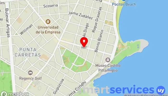 mapa de Abitab 93-02 Institución financiera, Cobro de deudas, Bancos y finanzas en Montevideo
