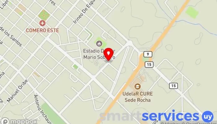 mapa de Abitab de laTerminal Cajeros automáticos, Oficina de cambio de divisas en Rocha