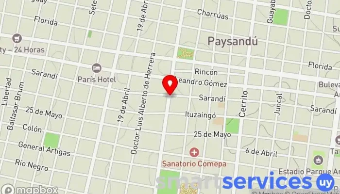 mapa de Abitab Intendencia Cajeros automáticos en Paysandú