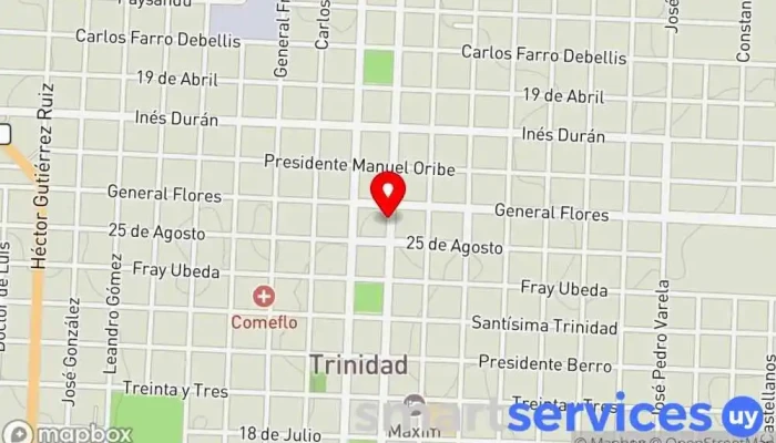 mapa de Abitab Cobro de deudas en Trinidad