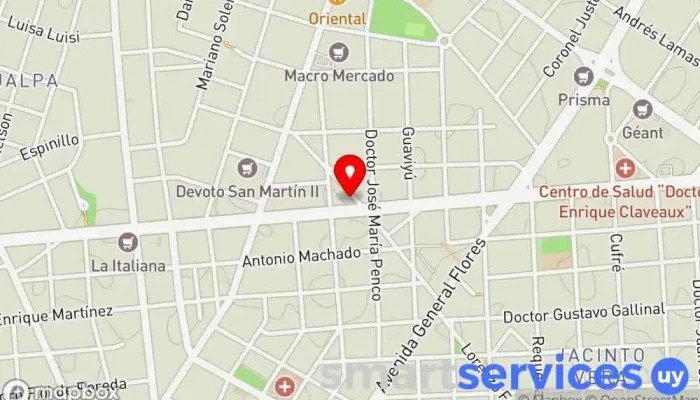 mapa de Abitab Institución financiera en Montevideo