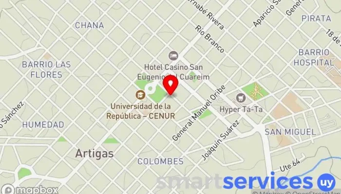 mapa de Abitab Cobro de deudas en Artigas