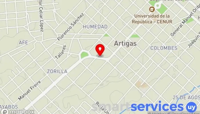 mapa de Abitab Cobro de deudas en Artigas