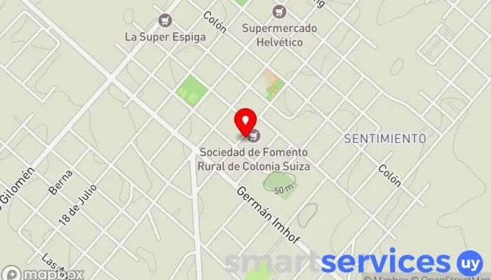 mapa de Abitab Comercio en Nueva Helvecia