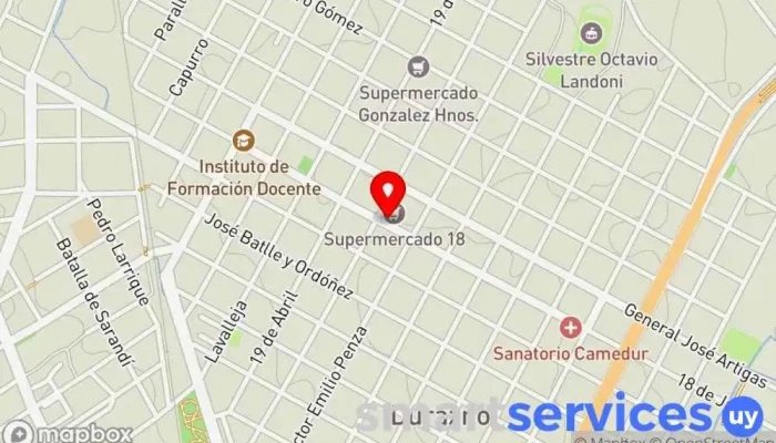 mapa de ABITAB Casa de apuestas en Durazno