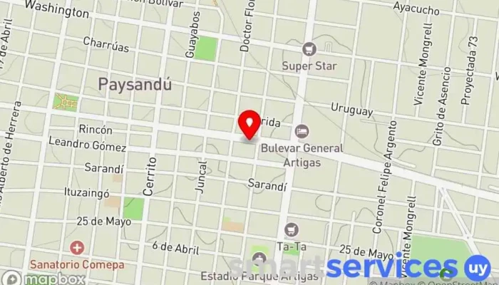 mapa de Abitab Banco en Paysandú