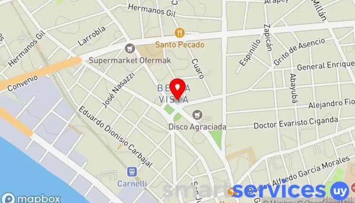 mapa de Abitab Institución financiera en Montevideo