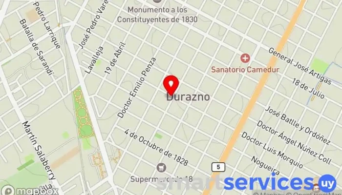mapa de ABITAB ORIBE Cobro de deudas en Durazno