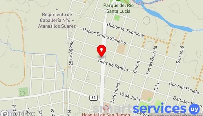 mapa de ABITAB Y BANCA DE QUINIELAS Servicio de giros bancarios en San Ramón
