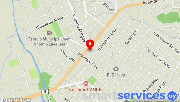 mapa de Abitab y Cambio Minas Cobro de deudas en Minas