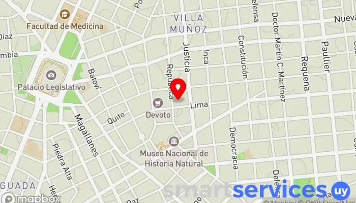 mapa de Agencia Republica Servicio de transporte en Montevideo