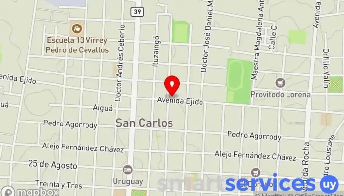 mapa de Agencia Tiempost Comercio en San Carlos