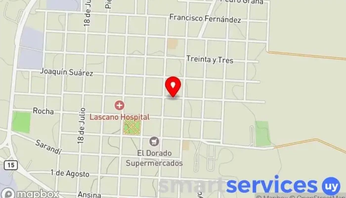 mapa de ALAS FM Emisora de radio en Lascano