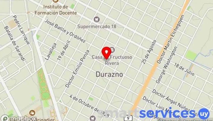 mapa de ANDA Sucursal Durazno Asociación u organización en Durazno