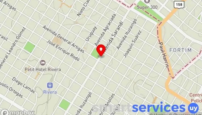 mapa de ANDA Sucursal Rivera Asociación u organización en Rivera