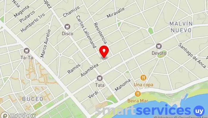 mapa de Anglo Buceo Academia de inglés en Montevideo