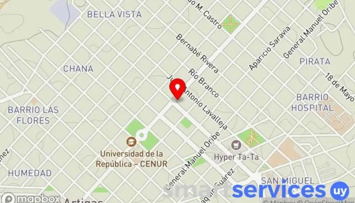 mapa de ANV Artigas Autoridad reguladora de las viviendas en Artigas