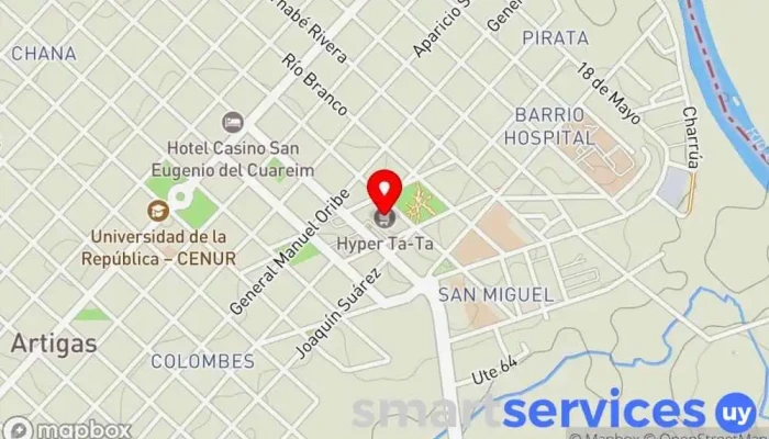 mapa de ASI Institución financiera, Cobro de deudas en Artigas