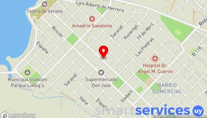 mapa de Asociación Comercial e Industrial de Río Negro Centro comercial en Fray Bentos