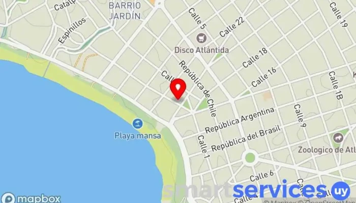 mapa de Atlantida FM 89.9 Emisora de radio en Atlántida