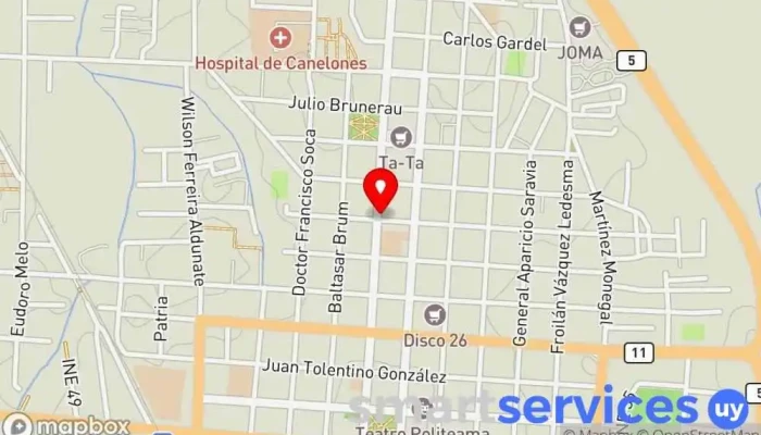 mapa de Autoservice La Canasta Con Servicios financieros de Red pagos Supermercado en Canelones