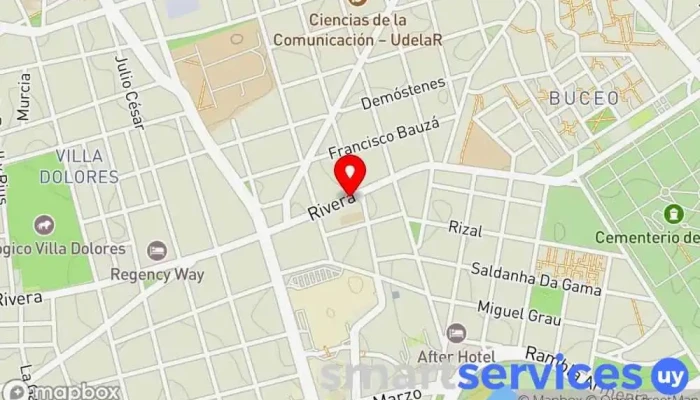 mapa de Av. Gral. Rivera y Tiburcio Gomez  en Montevideo