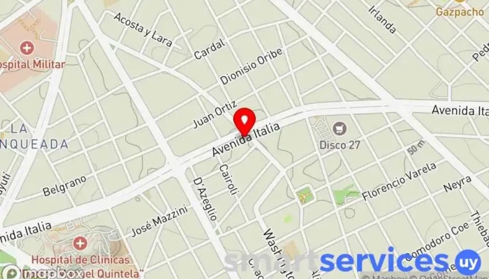 mapa de Av. Italia y Dr. Francisco Simon Bus stop en Montevideo