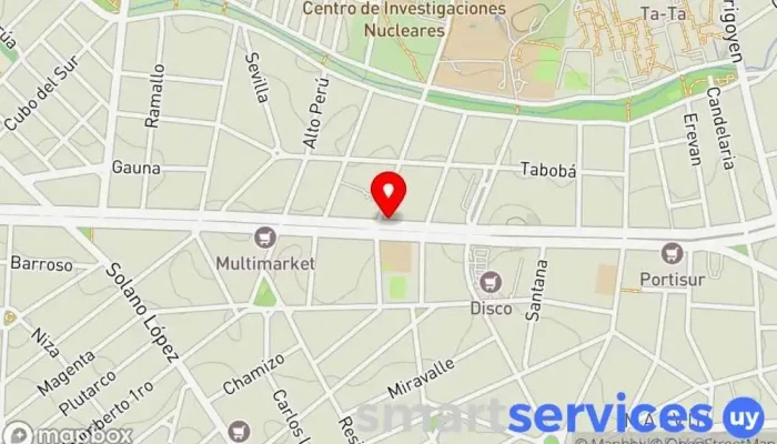mapa de Av. Italia Y Mataojo Bus stop en Montevideo