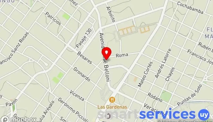mapa de Av. José Belloni y Roma Bus stop en Montevideo