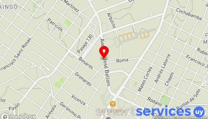 mapa de Av. José Belloni y Roma Bus stop en Montevideo