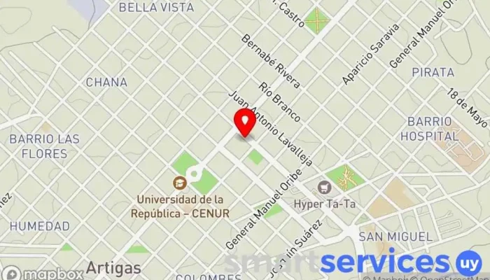 mapa de Banca de Quinielas Oficinas de empresa en Artigas