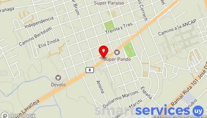 mapa de Banco Santander Banco, Cajeros automáticos en Pando