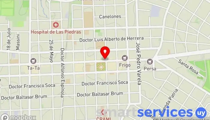 mapa de BROU Las piedras Banco en Las Piedras