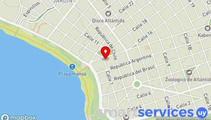 mapa de BROU Banco en Atlántida