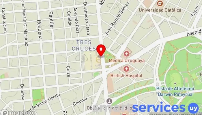 mapa de Bv. Gral. Artigas y Pla A Av. 8 de Octubre Bus stop en Montevideo