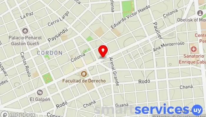 mapa de Cambio Aspen Institución financiera, Oficina de cambio de divisas en Montevideo