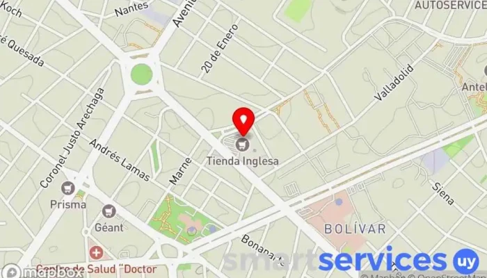 mapa de Cambio Avenida T.I Propios Institución financiera en Montevideo