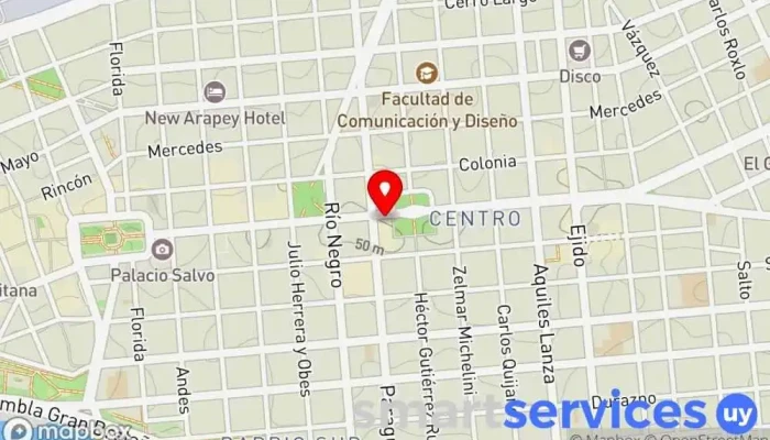 mapa de Cambio Iberia Institución financiera en Montevideo