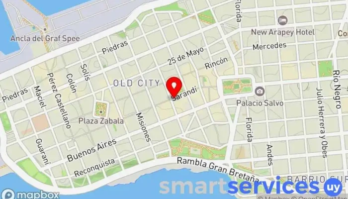 mapa de Cambio Matriz Institución financiera en Montevideo