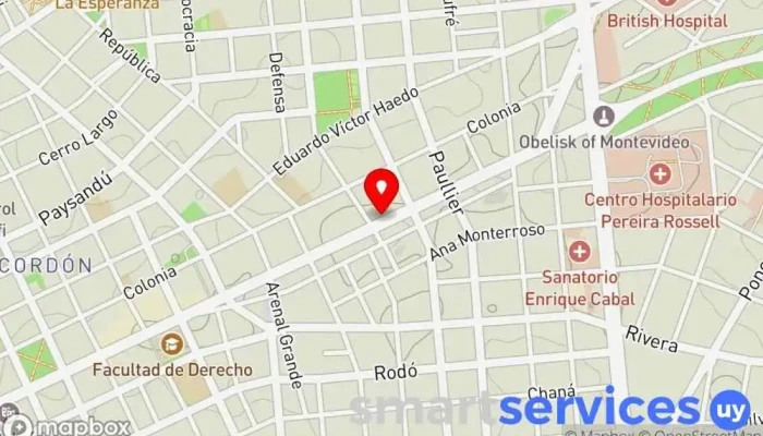mapa de Cambio Obelisco Institución financiera en Montevideo