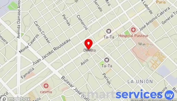 mapa de Cambio Pernas Institución financiera en Montevideo