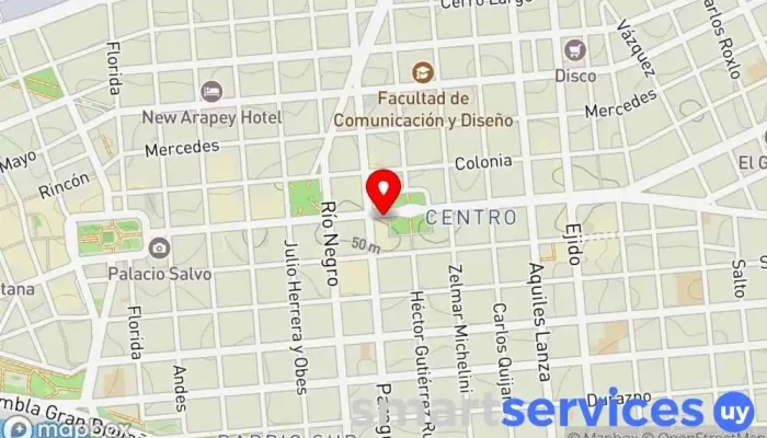 mapa de Cambio Regul SA Redpagos Institución financiera, Oficina de cambio de divisas en Montevideo
